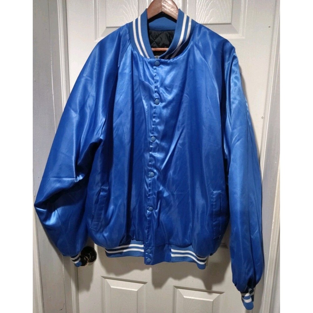Vintage 80s Auburn Sportswear Varsity Bomber Nylon Satin Jacket Mens 3XL Blue